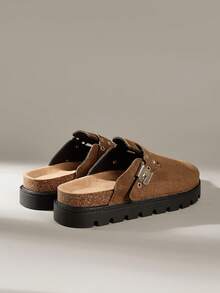 Solecia Women's Buckle Design Casual Fashion Platform Mules - Chocolate Brown - View 4