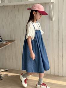 DAZY Tween Girls Denim Cami Dress - Blue - View 1