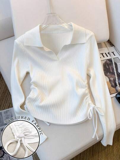 Resyla 女士长袖T恤，修身罗纹面料