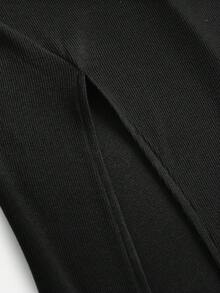 SHEIN Elegant Casual Off Shoulder Black Ribbed Knit Snug Fit Dress For Teen Girls - Black - View 5