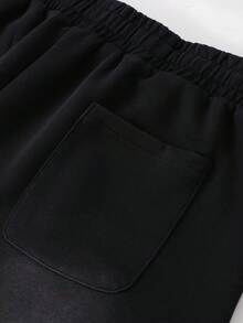 ROMWE MEN Street Life Summer Casual Graphic Men'S Rhinestone Star Print Drawstring Waist Shorts - Black - View 6