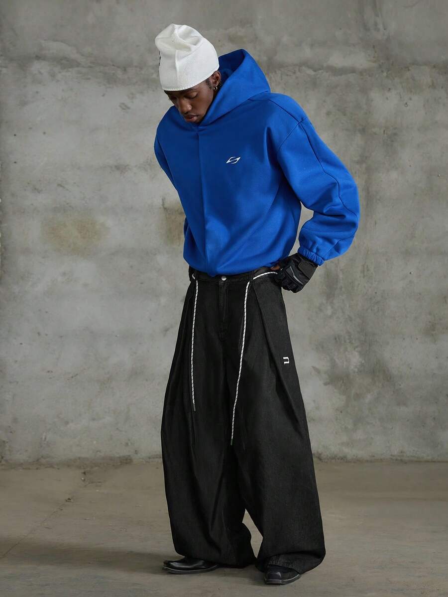 NEON BLANC 男士印花拉链长袖连帽开衫 - 藍色 - 查看 1