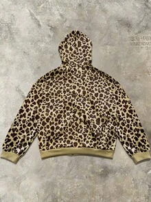 Manfinity Dauomo 男士豹纹拉链连帽卫衣，秋季款