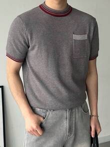 DAZY Men's Striped Crew Neck Knit Sweater, Spring/Summer