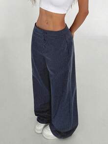 StreetHx Women's Elegant Slimming Casual Wide-Leg Trousers Fall Cloth For Women - Navy Blue - View 1