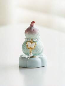 Zazumi 1PC Crystal Glaze Ceramic Rotating Gourd Decor Handmade Exquisite Art Piece Spiritual Luck Desk Ornament Fidget Decorations For Stress Relief Meditation Home Office Study Table Display Gift For Adults Friends - Multicolor - View 8