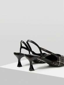 MOTF TACONES DE MUJER CON SLINGBACKS DE TWEED CONTRASTANTE - Negro - Ver 8