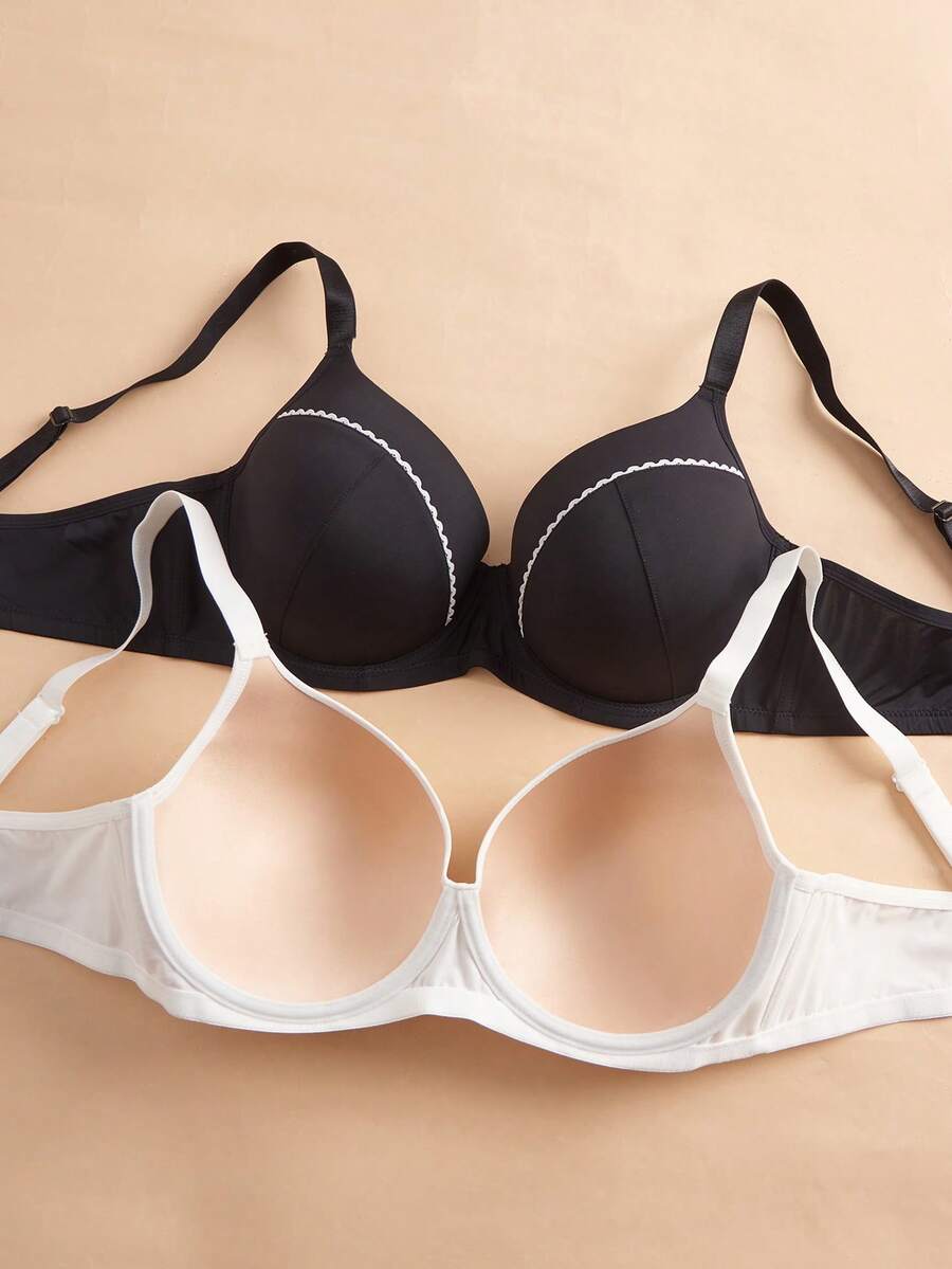 DesireSculpt 2 pezzi Reggiseno minimale con ferretto e coppa sottile, comodo e contenitivo per seno abbondante di taglia grande - Multicolore - Visualizzare 1