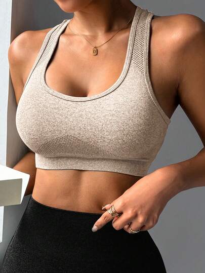 Dewbera Seamless Knit Removable Cup Sports Bra For Women
