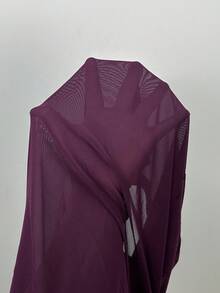 SHEIN Tall 女士性感纯色透视网纱长袖修身衬衫 - 中紫紅色 - 查看 7
