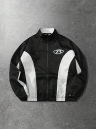 Men's Contrast Color Patchwork Graphic Sporty Jacket