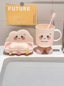 Zazumi 1PC No Drill Wall Mount Soap Holder - 2 Tier Cloud Shaped Soap Dish With Drain Rack, Creative Cartoon Bathroom Organizer, Space Saving Adhesive Soap Dispenser - Multicolor - View 9