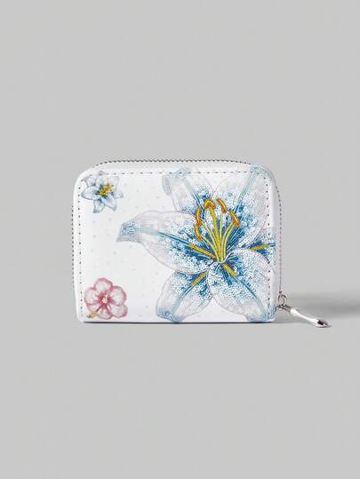 Goth 1 Stück Kristallblumen Design Minimalistische Stil Reißverschluss Münzbörse, geeignet für Frauen