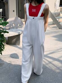 DAZY Women & Girls Casual Washed Denim Loose Straight Leg Bib Overall Jumpsuit - White - View 3