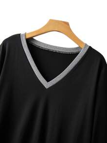 GlowEve CURVE Women's Plus Size Autumn V-Neck Sleeveless Knit Patchwork Loose Blouse And A-Line Long Skirt 2-Piece Set, Comfortable Casual Elegant For Daily, Party, Work - Multicolor - View 8