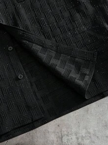 AXEPEAK Men's Casual Shiny Short Sleeve Shirt, Summer - Black - View 3