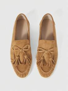 Sleekvia 女士休闲舒适平底乐福鞋，适合日常穿着 - 卡其色 - 查看 3