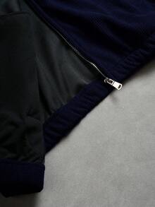 PAVTROS 男士简约黑色灯芯绒夹克 - 藏蓝色 - 查看 7