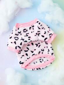 PETSIN 1件粉色印花宠物秋冬加厚保暖法兰绒服装 - 彩色 - 查看 5