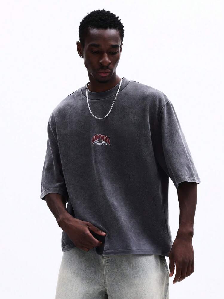 Oversized Graphic Print Tee With Back Design