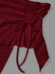 SHEIN x Marika Sila SHEIN ICON Drawstring Front Tube Top & Bodycon Skirt Two Pieces - Red Violet - View 9