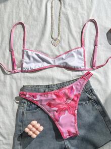 Swim Vcay 女士夏季度假紧身超迷你比基尼优雅两件式泳装 - 粉色 - 查看 2