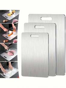 Kitchen Stainless Steel Cutting Board, 304 Stainless Steel Meat, Fruit, And Vegetable Cutting Board, Easy To Clean - Silver - View 14