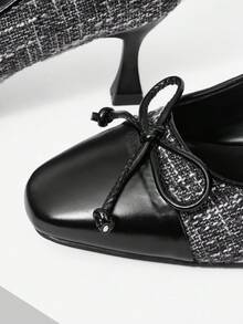 MOTF WOMEN BOW DECOR SQUARE TOE PUMPS VALENTINE'S DAY - Black - View 6