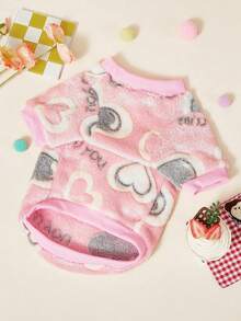 PETSIN 1 Pc Gray Heart-Shaped White Heart-Shaped Letter Printed Pet , Autumn And Winter Thick Flannel Pet Warm Clothes - Multicolor - View 7