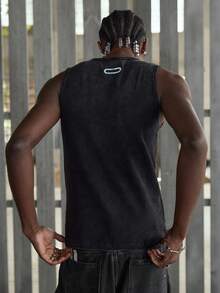 NEON BLANC 男士休闲字母印花圆领背心，夏季 - 黑色 - 查看 3