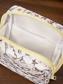 HARRY POTTER X SHEIN 1个图案涤纶收纳袋，可用作女性卫生巾收纳袋、电子产品收纳袋、小物件收纳袋，图案包括：死亡圣器、各种口味的豆子、海德薇、巧克力蛙、生日蛋糕、返校季等。