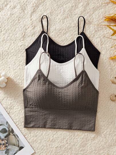 Ropa interior casual cómoda de mujer con combinación de 3 colores texturizados