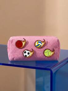 Zazumi Cartoon Sports Series Alloy Badge Brooch Football Basketball Volleyball Tennis Design Clothing Accessory Bag Backpack Decor Festival Party Celebration Fan Gift Casual Wear Statement Celebration - Multicolor - View 1