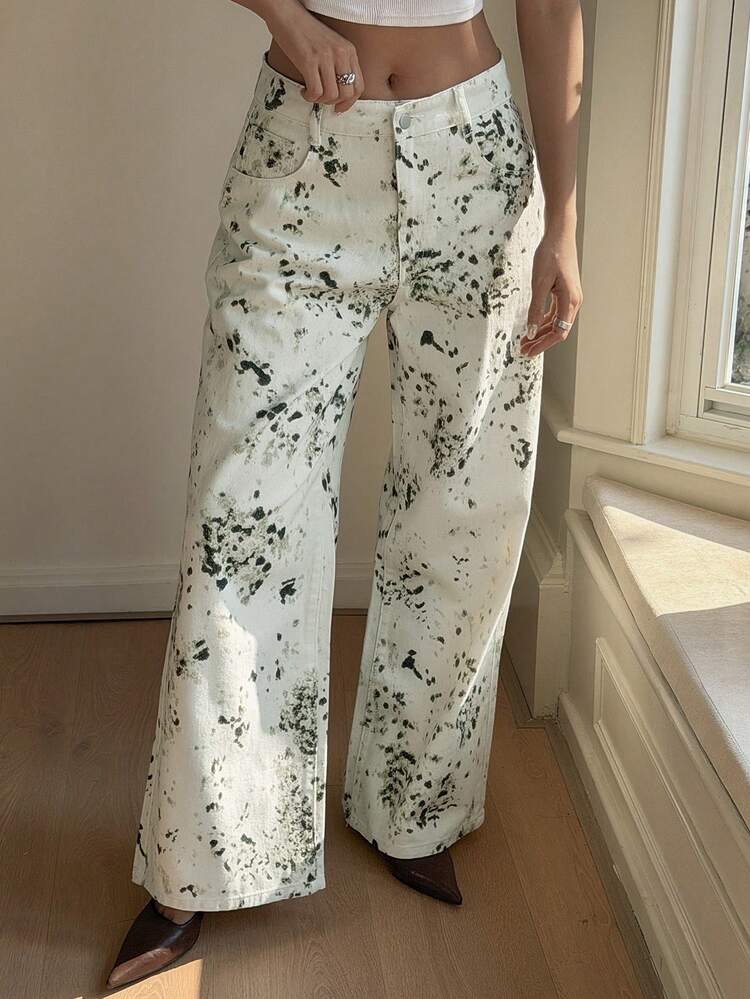 Women's Loose Casual Straight-Leg Jeans With Distressed Design, Suitable For Spring And Summer