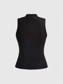 ROMWE Avant Y2K复古虎纹仿纹身印花修身女式背心，新款中国风 - 黑色 - 查看 2