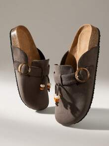 Solecia Women's Buckle Design Casual Fashionable Slip-On Flat Shoes - Coffee Brown - View 6
