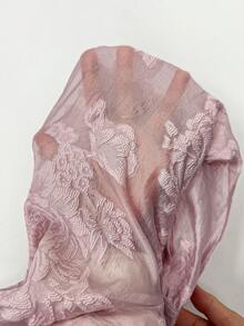 Modelyn 女士长袖欧根纱镂空优雅衬衫裙，粉色 - 藕粉色 - 查看 7