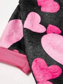 PETSIN 1件通用宠物狗猫保暖法兰绒卫衣，带心形印花，黑粉色 - 彩色 - 查看 5