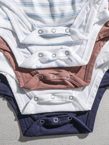 Loomiva 5件套新生男宝宝休闲百搭柔软针织波点条纹背心套装 - 彩色 - 查看 5