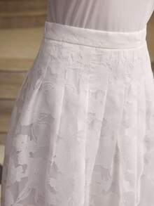 ZEYLAH Plus Size Women's Lightweight Cutout Fabric A-Line Skirt, Spring/Summer - White - View 5