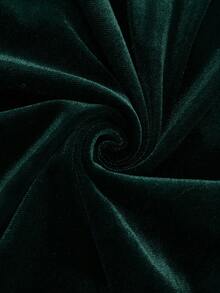 GlowEve 女士天鹅绒圆领水钻链条腰带A字优雅连衣裙，适合日常、工作、商务、浪漫约会、派对、圣诞节等场合，长袖藏蓝色长裙，秋冬款 - 墨綠色 - 查看 8