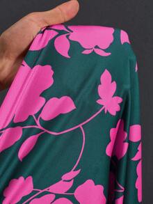 Veslaya 春夏新款优雅派对/约会/聚会/嘉年华/生日派对/婚礼/毕业季/舞会/音乐节/闺蜜之夜/约会之夜连衣裙，浪漫性感修身，吊带低领，蕾丝拼接，印花针织弹力面料，女士加大码中长连衣裙 - B，夏季连衣裙 - 彩色 - 查看 11