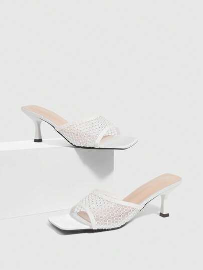 CUCCOO SZL 尖头细高跟女鞋，时尚黑色细带系带粗跟圆头凉鞋，适合通勤、约会、派对、度假等场合。