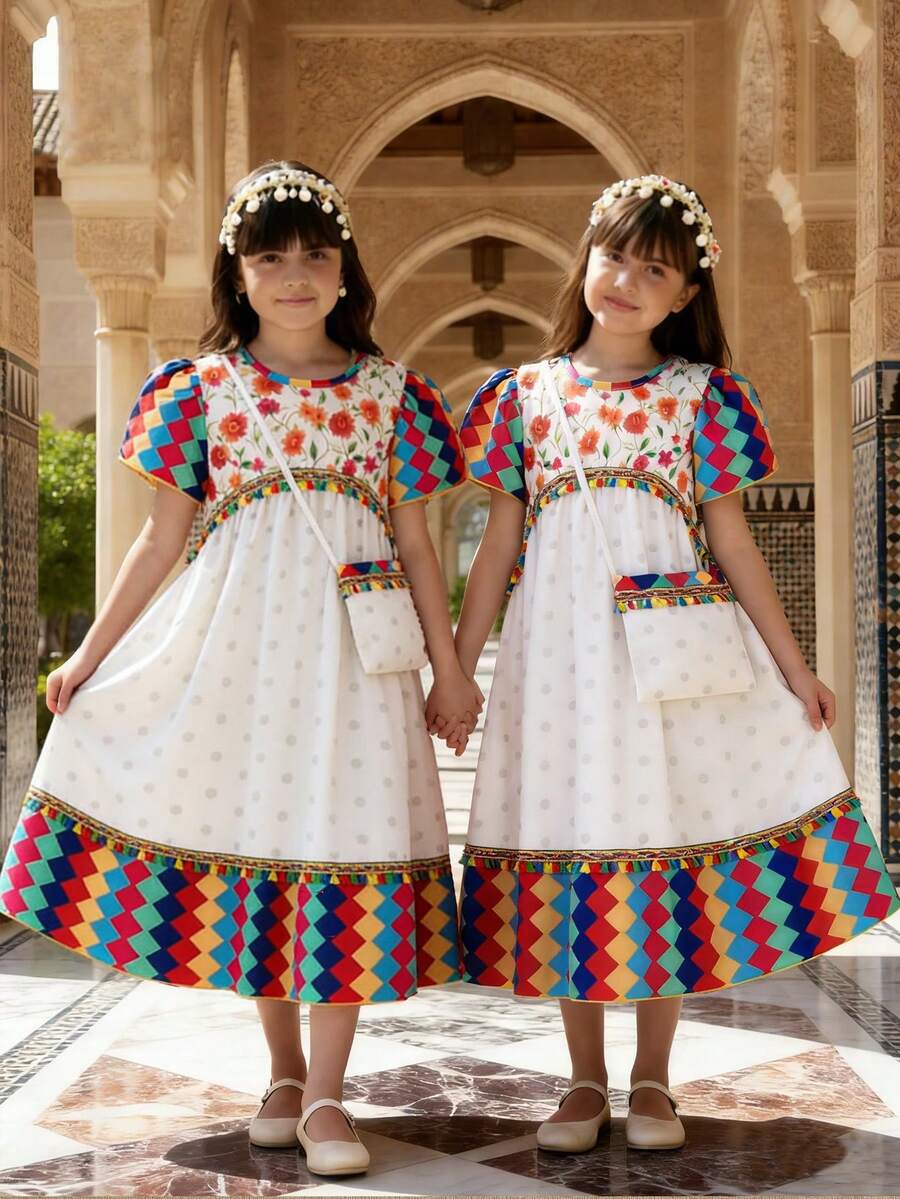 Sparklyn 少女优雅休闲简约连衣裙，夏季 - 彩色 - 查看 1