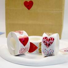 500pcs/Roll Heart Shape Holographic Stickers, Party Favors Decorative Stickers, Stationery Stickers For Valentine's Day GiftDecor - Multicolor - View 2