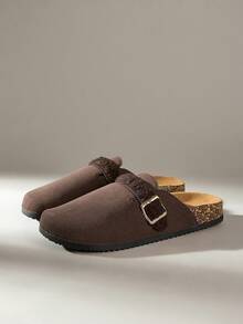 Solecia Women's Buckle Design Casual Slip-On Mules - Mocha Brown - View 2