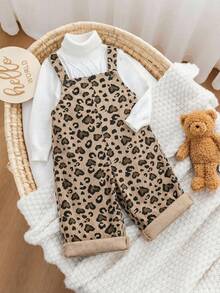 SHEIN 女婴可爱豹纹连体裤，适合秋冬街头风格 - 黃色 - 查看 4