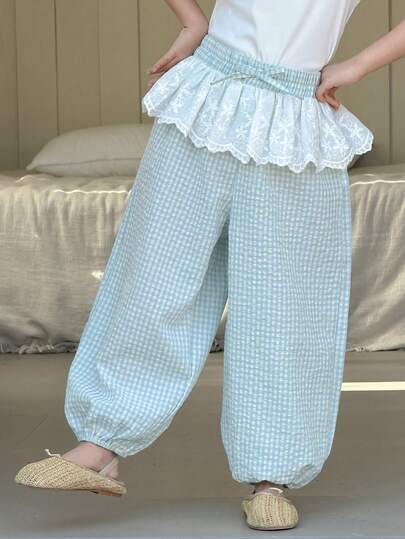 DAZY 年轻女孩时尚格子编织裤家居服