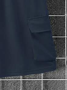 Manfinity Homme Bộ đồ nam mùa hè kiểu dáng thường ngày, gồm áo thun ngắn tay màu trơn và quần short kaki. - Màu xanh hải quân - Xem 6