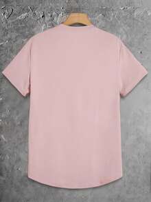 Manfinity BRENVOR Men's Summer Casual Short Sleeve T-Shirt With Bear Embossed Print And Round Neck - Dusty Pink - View 2